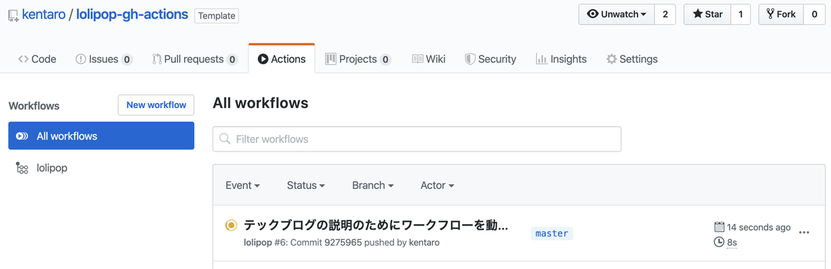 ワークフローが起動した図