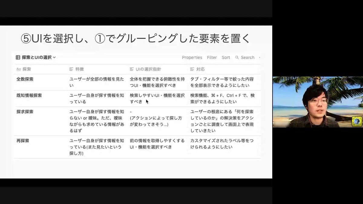 探索行動に対して適切なUIを選択する
