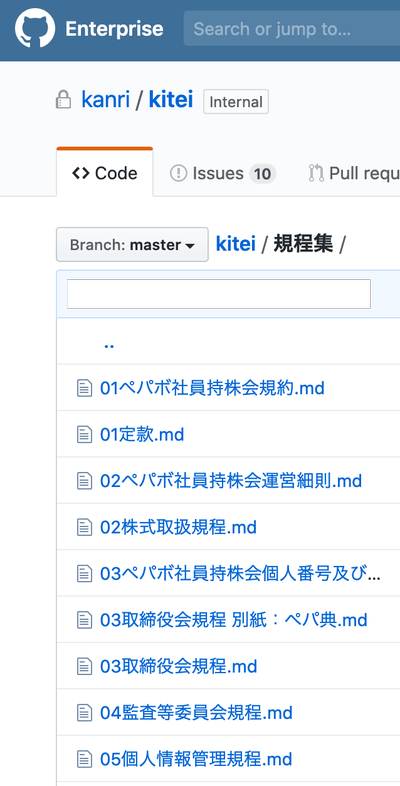 GHE内の社内規定一覧