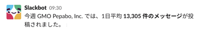 Slackでの投稿数は1日平均13000件