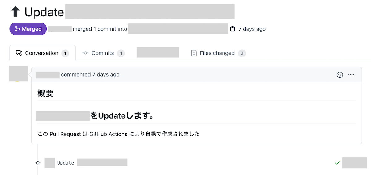 Actionsワークフローによって作成されたPull Request
