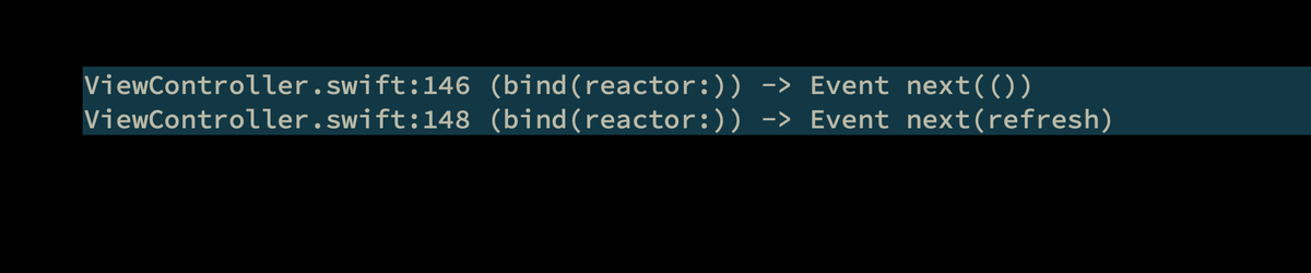 debug()オペレータを挟んでデバッグをしている様子