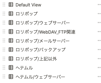 Notionで設定しているデータベースのビュー