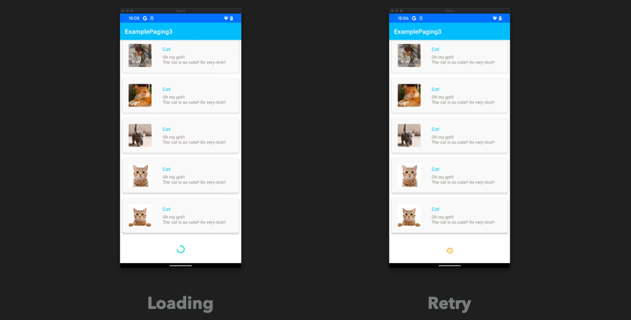 ローディングとリトライの表示