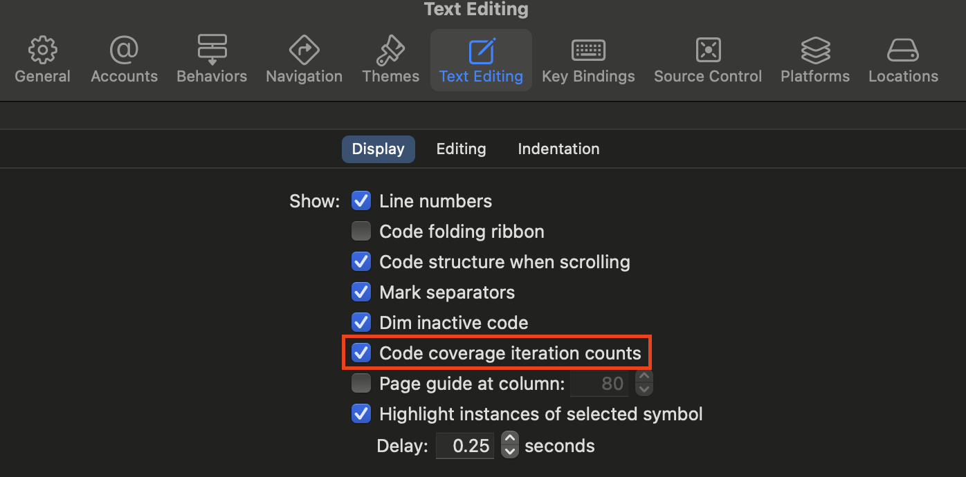 コードに対してテストが実行された回数を表示