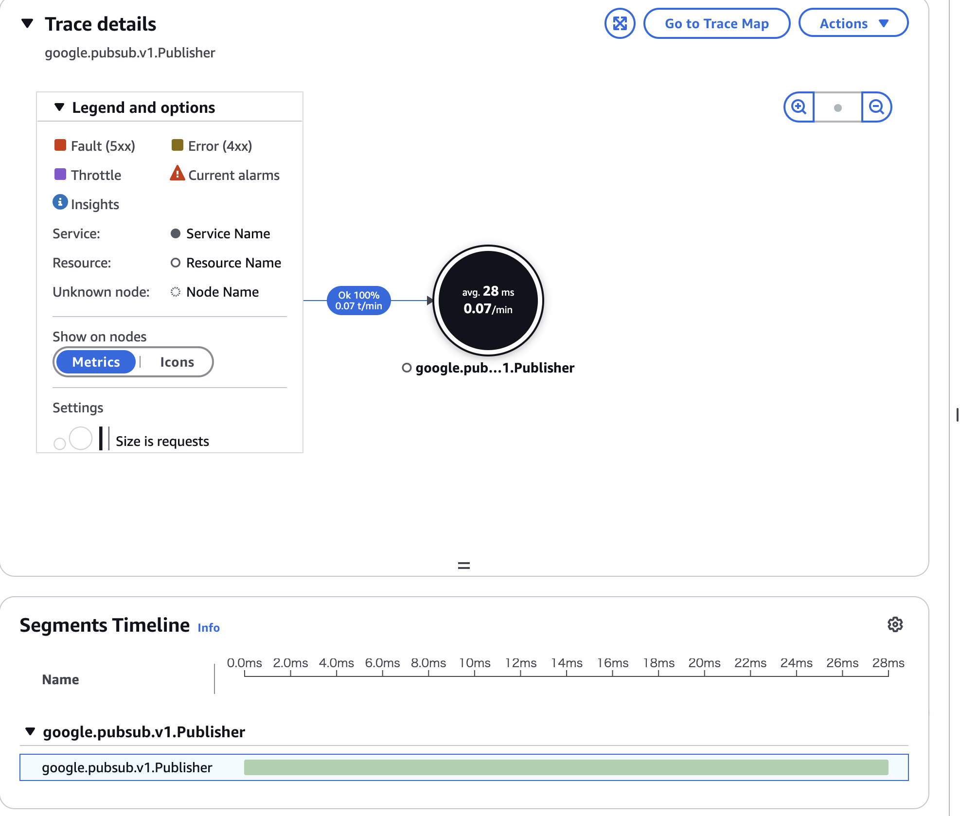 トレース詳細のスクリーンショット